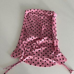 trendy pink with black polka dot skirt
